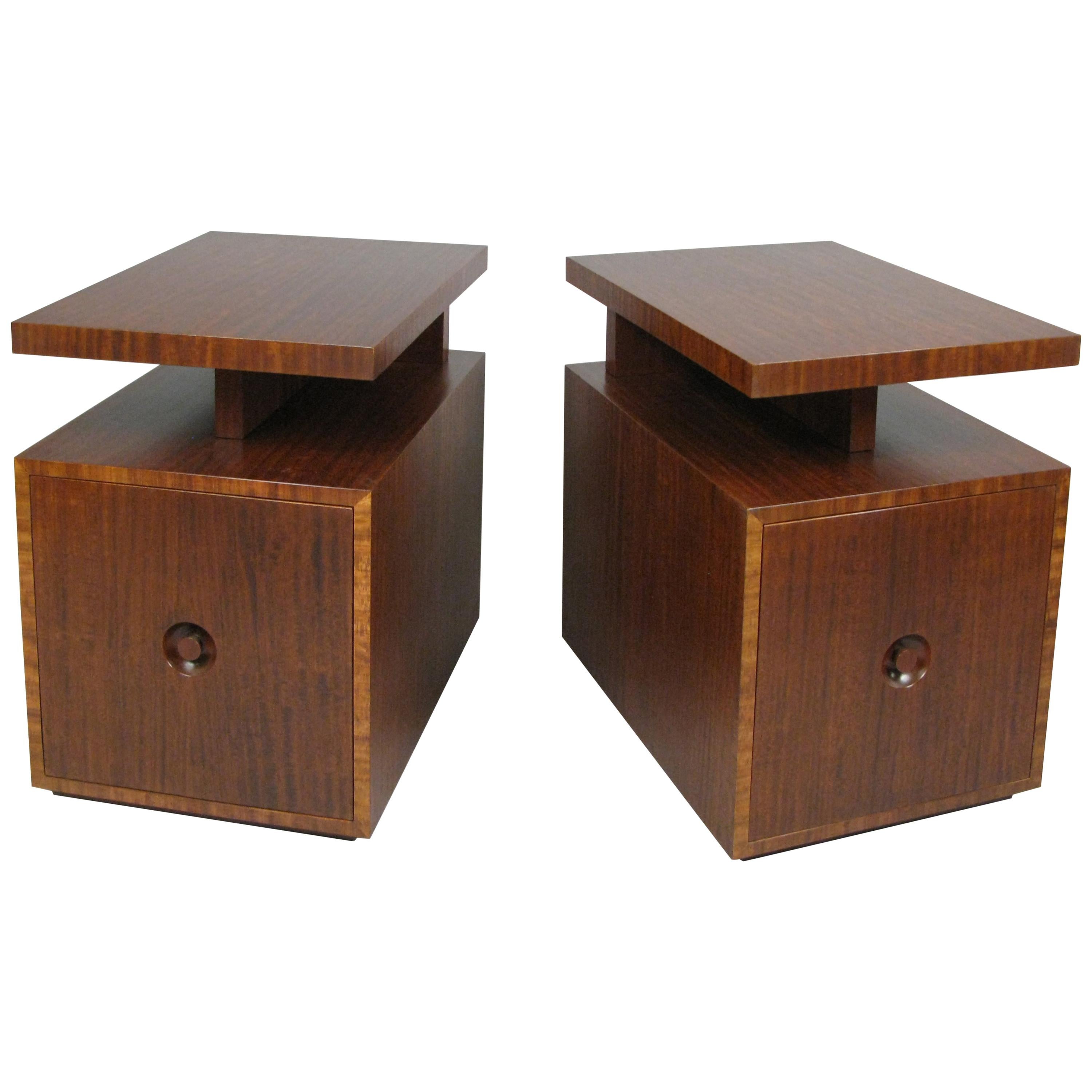 Pair of Mahogany Nightstands by Andrew Szoeke