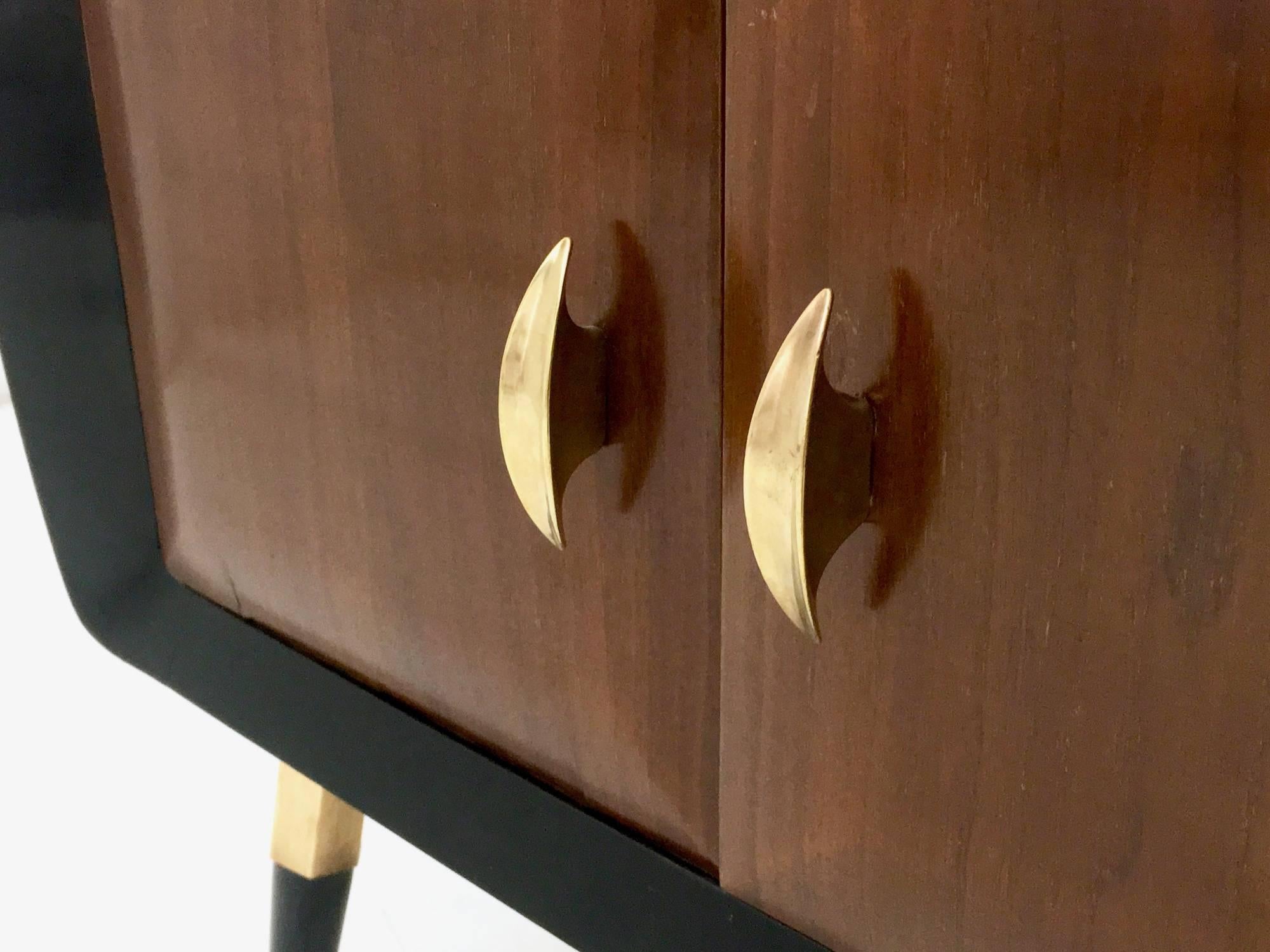 Pair of Mahogany Nightstands with Back-Painted Glass Top, Italy, 1950s 4