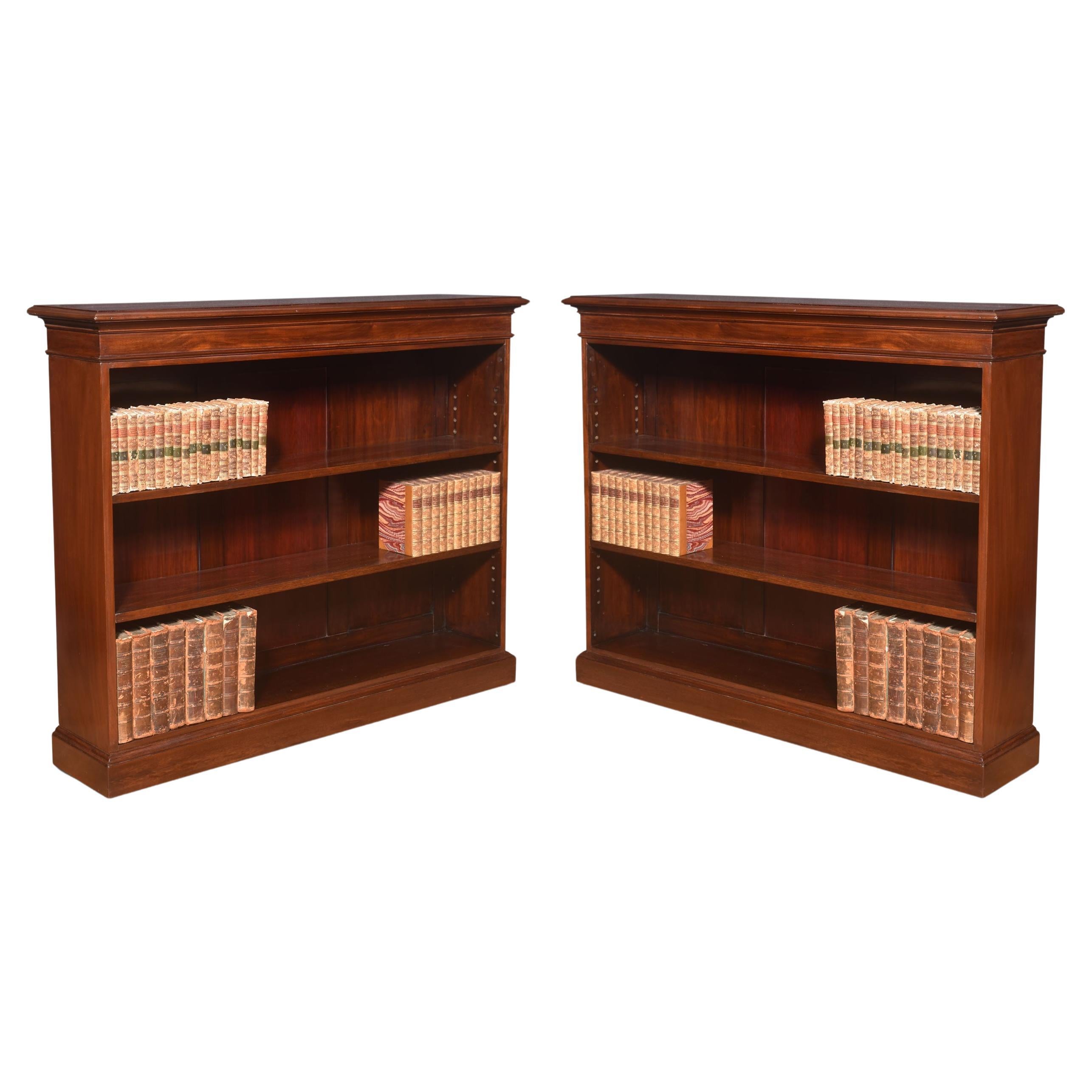 Pair of mahogany open bookcases