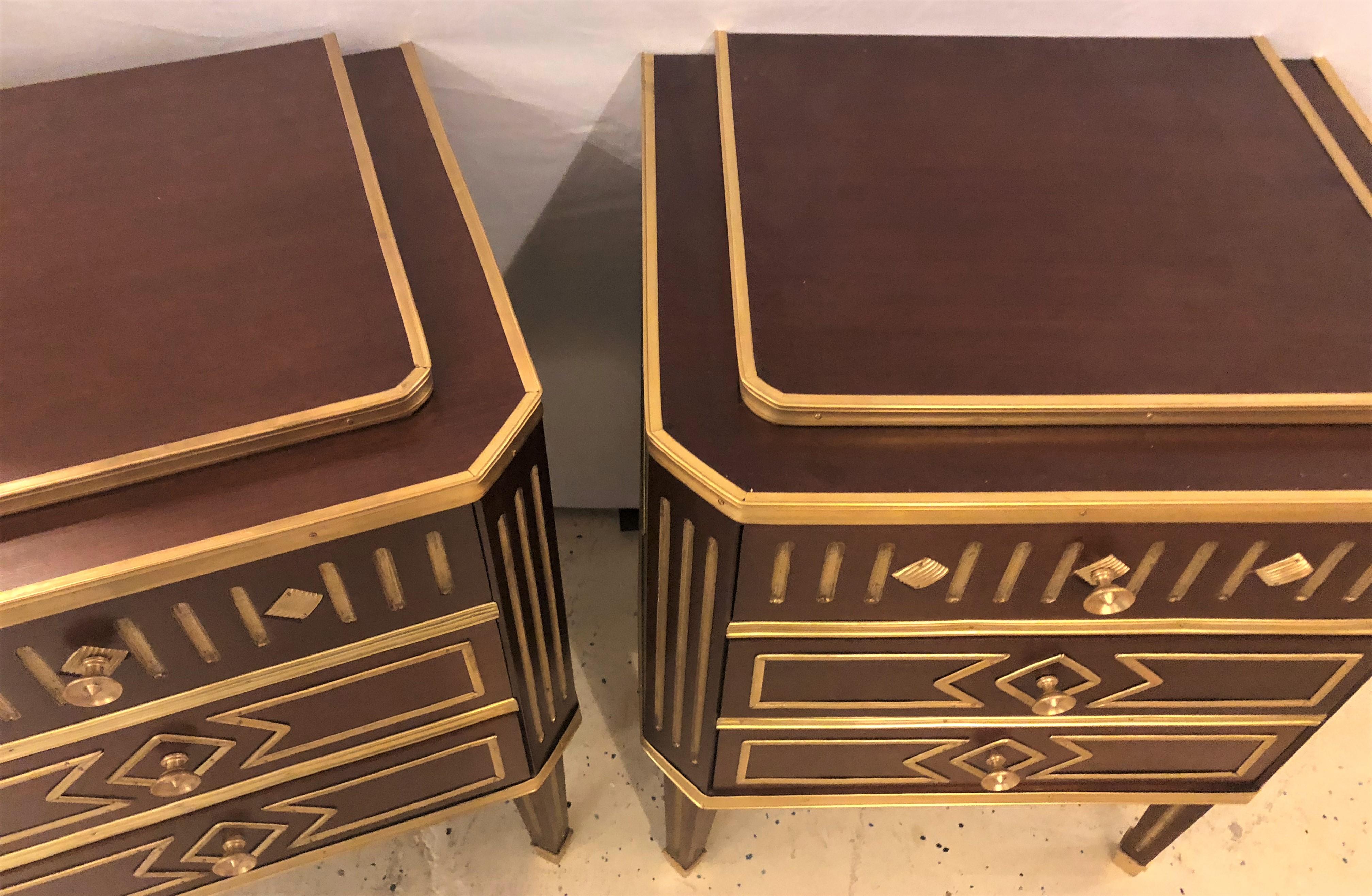 Pair of Mahogany Russian Neoclassical Three-Drawer End Tables or Nightstands 8