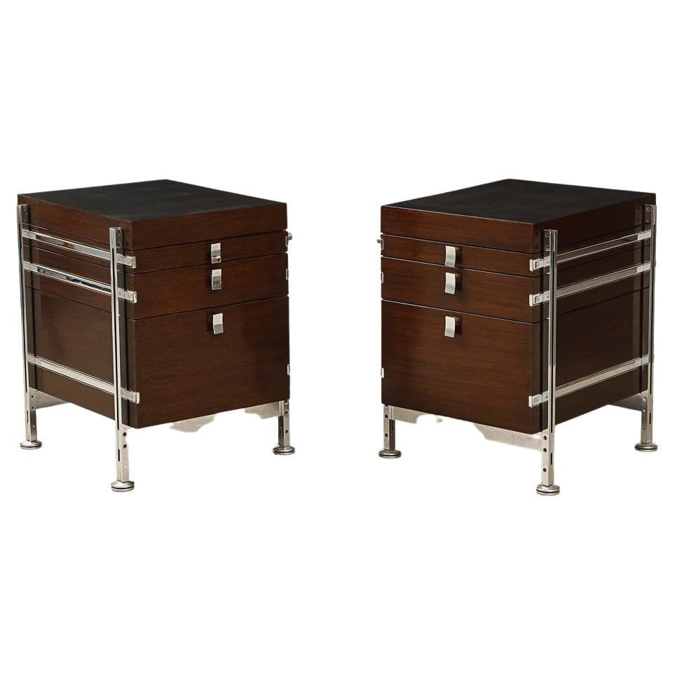 Pair of Mahogany Side Chests by Jules Wabbes for Mobilier Universel