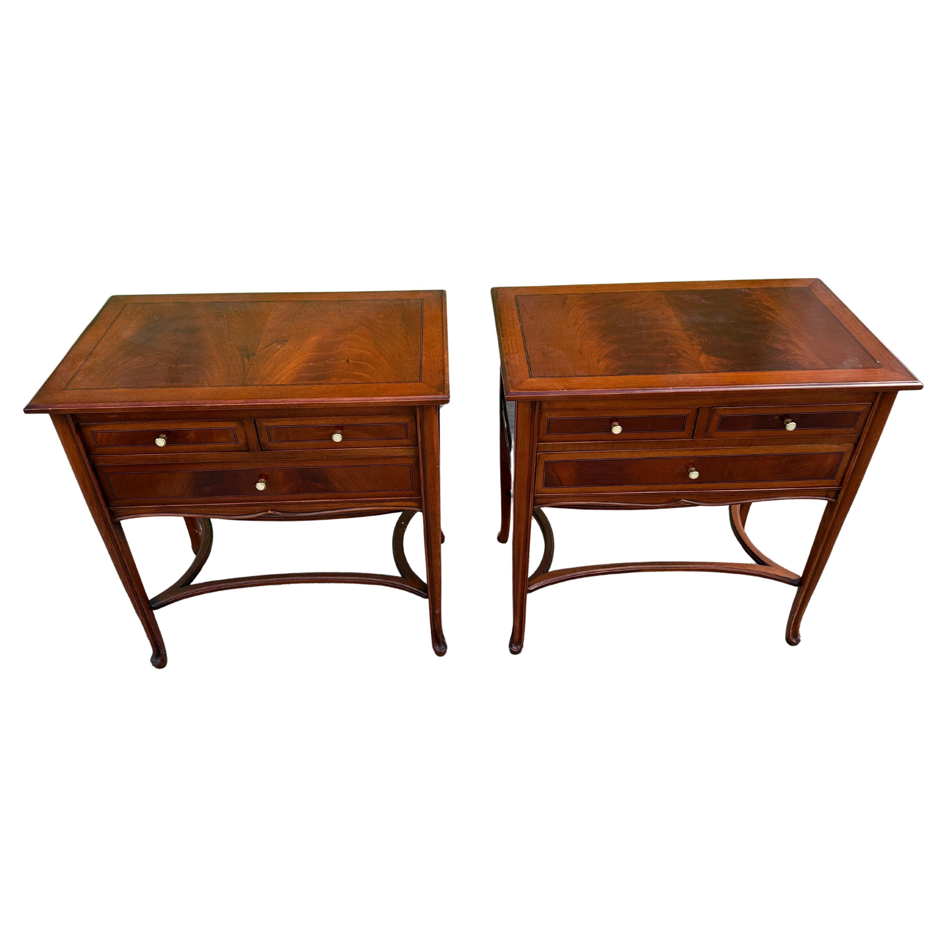 Pre-owned Medea Pair Of Mahogany Side Table Signed In Brown