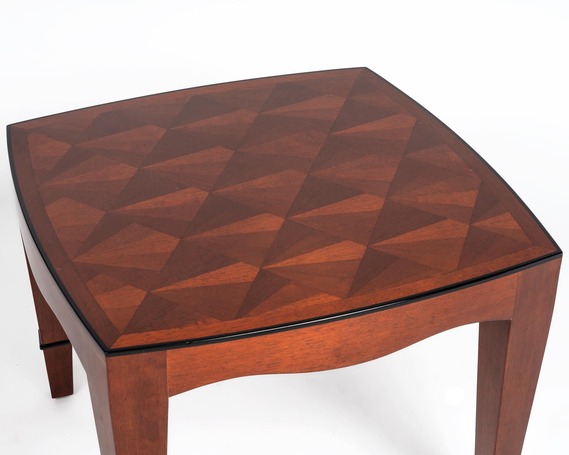 Mid-Century Modern Pair of Mahogany Side Table with Marquetry Work For Sale