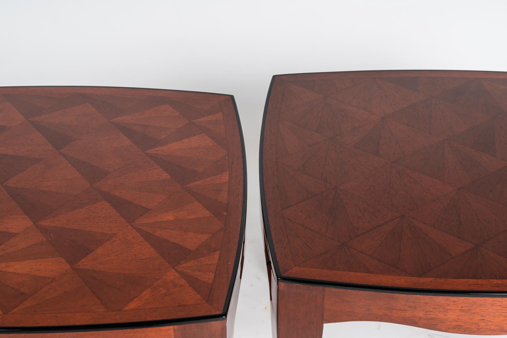 20th Century Pair of Mahogany Side Table with Marquetry Work For Sale