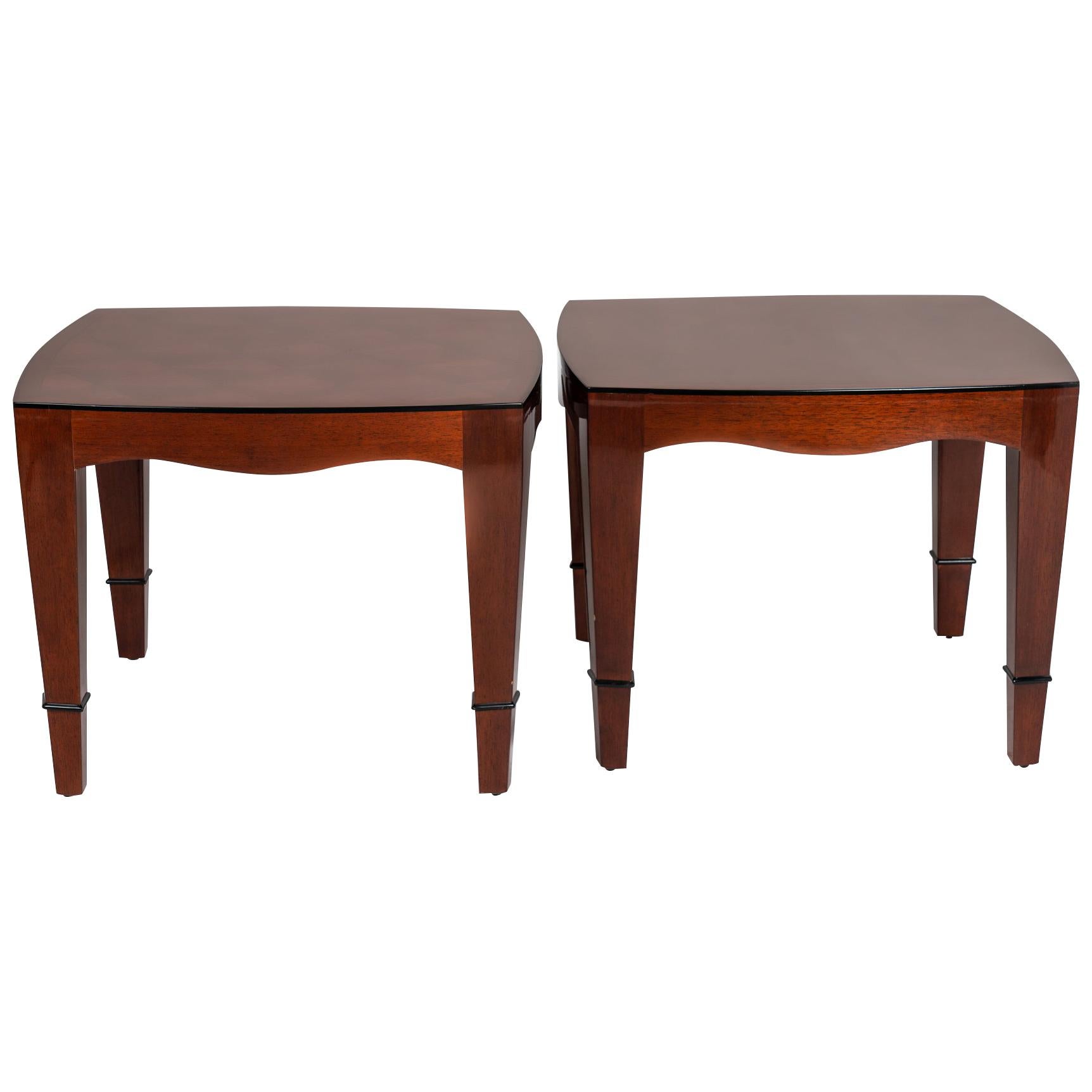 Pair of Mahogany Side Table with Marquetry Work