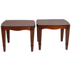 Vintage Pair of Mahogany Side Table with Marquetry Work