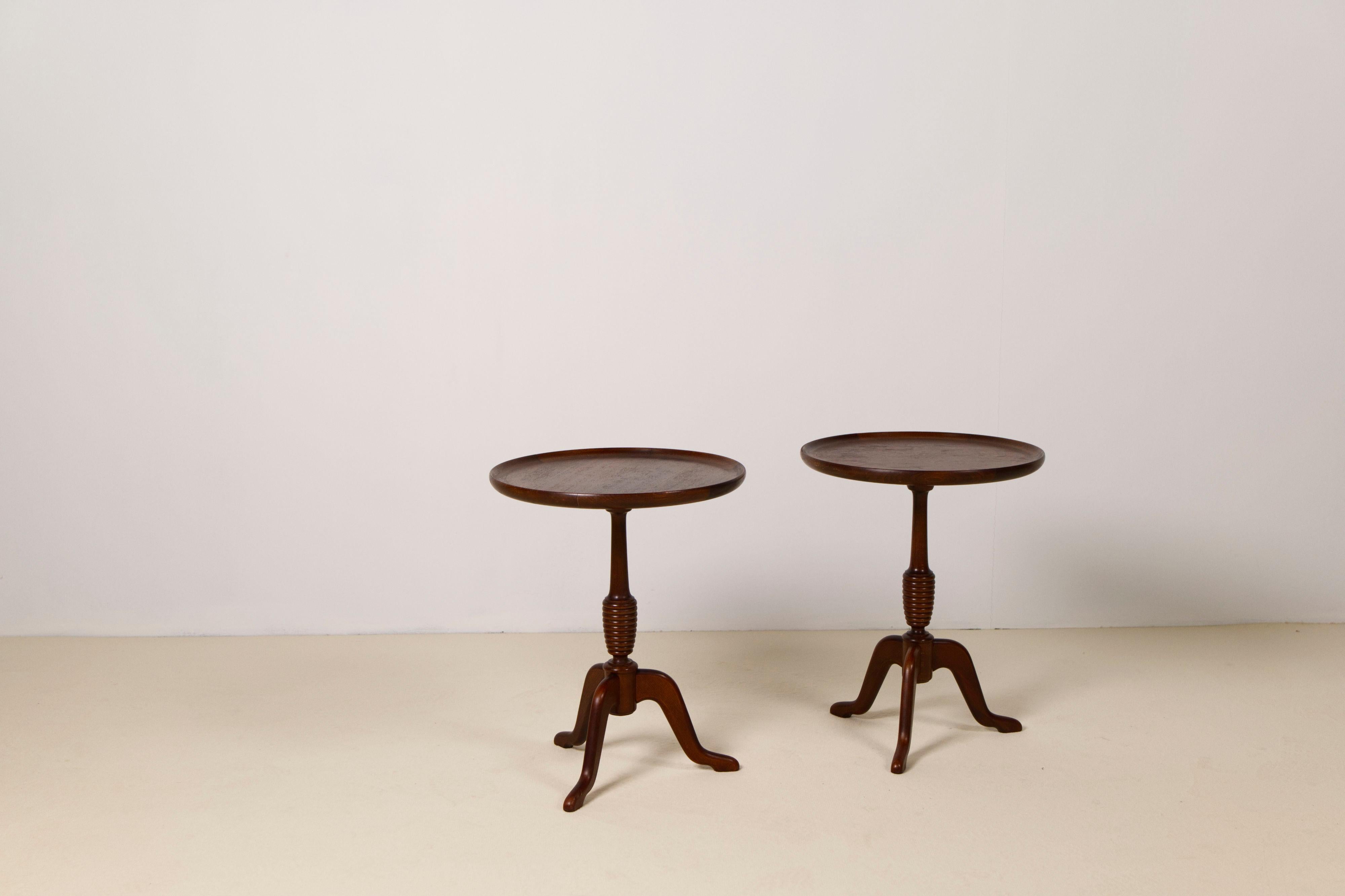 Pair of Mahogany side tables by Anton Kildeberg, Denmark 1970's For Sale 5