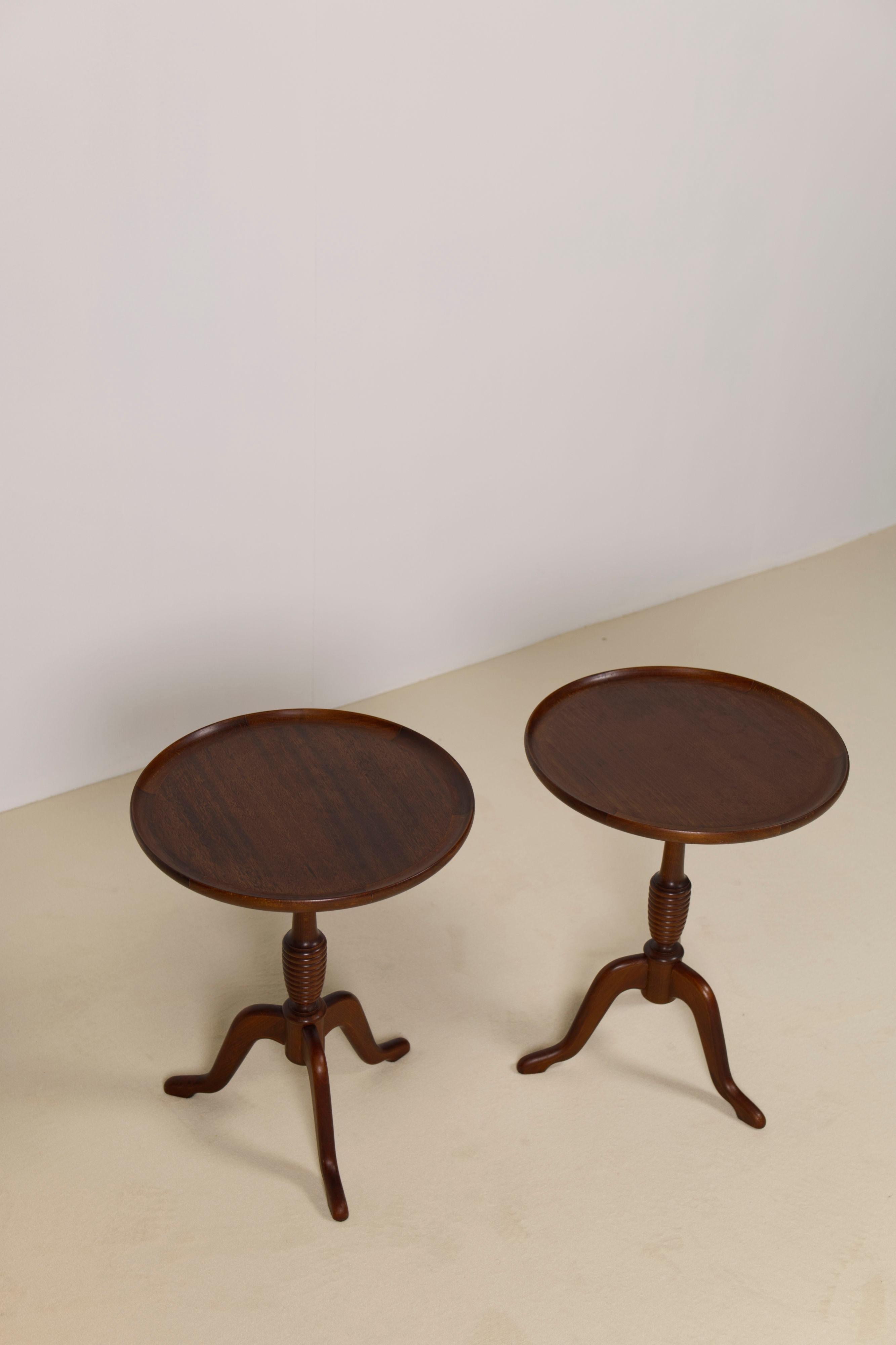 Late 20th Century Pair of Mahogany side tables by Anton Kildeberg, Denmark 1970's For Sale