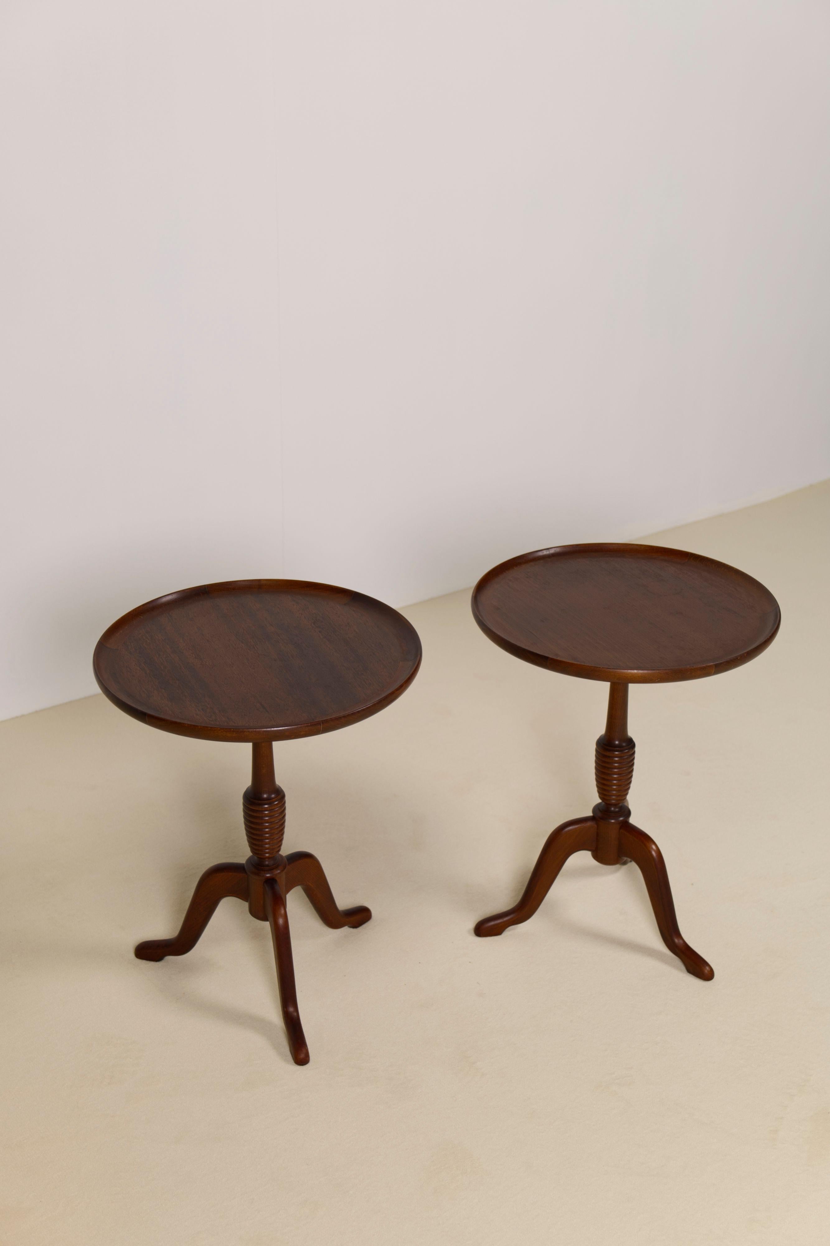 Hardwood Pair of Mahogany side tables by Anton Kildeberg, Denmark 1970's For Sale