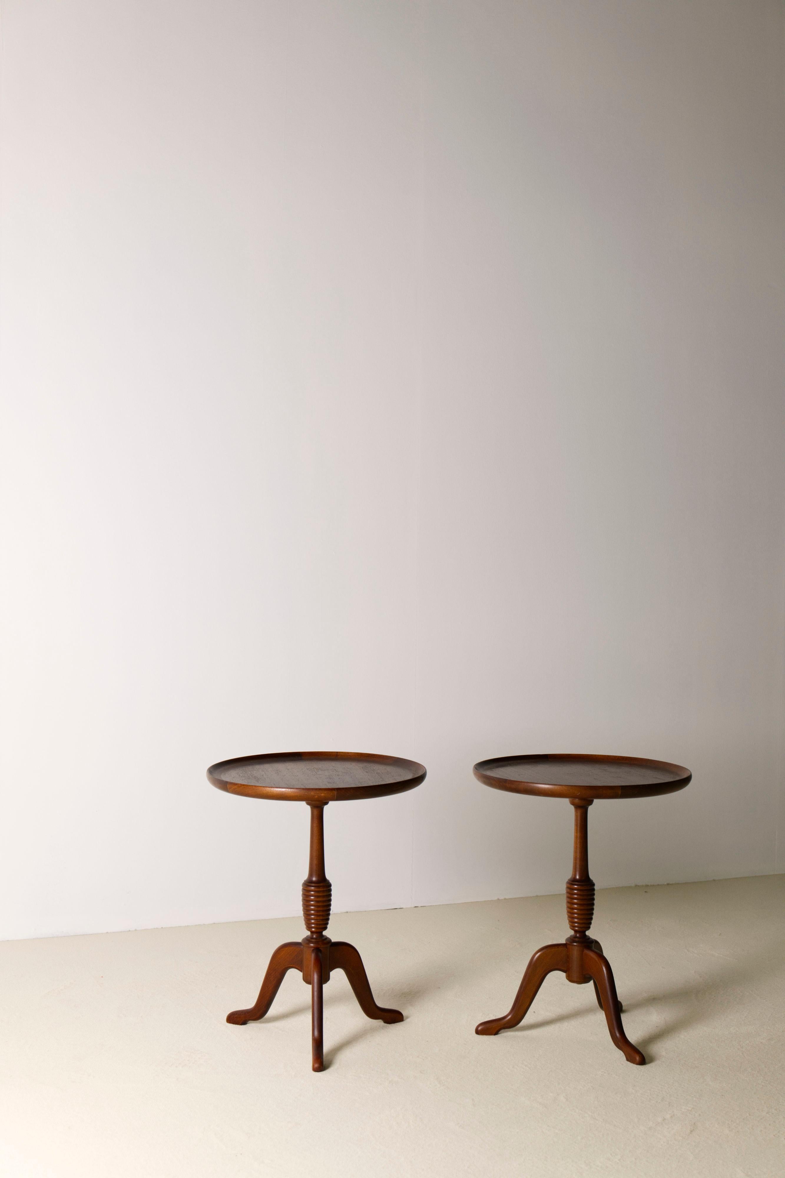 Pair of Mahogany side tables by Anton Kildeberg, Denmark 1970's For Sale 1