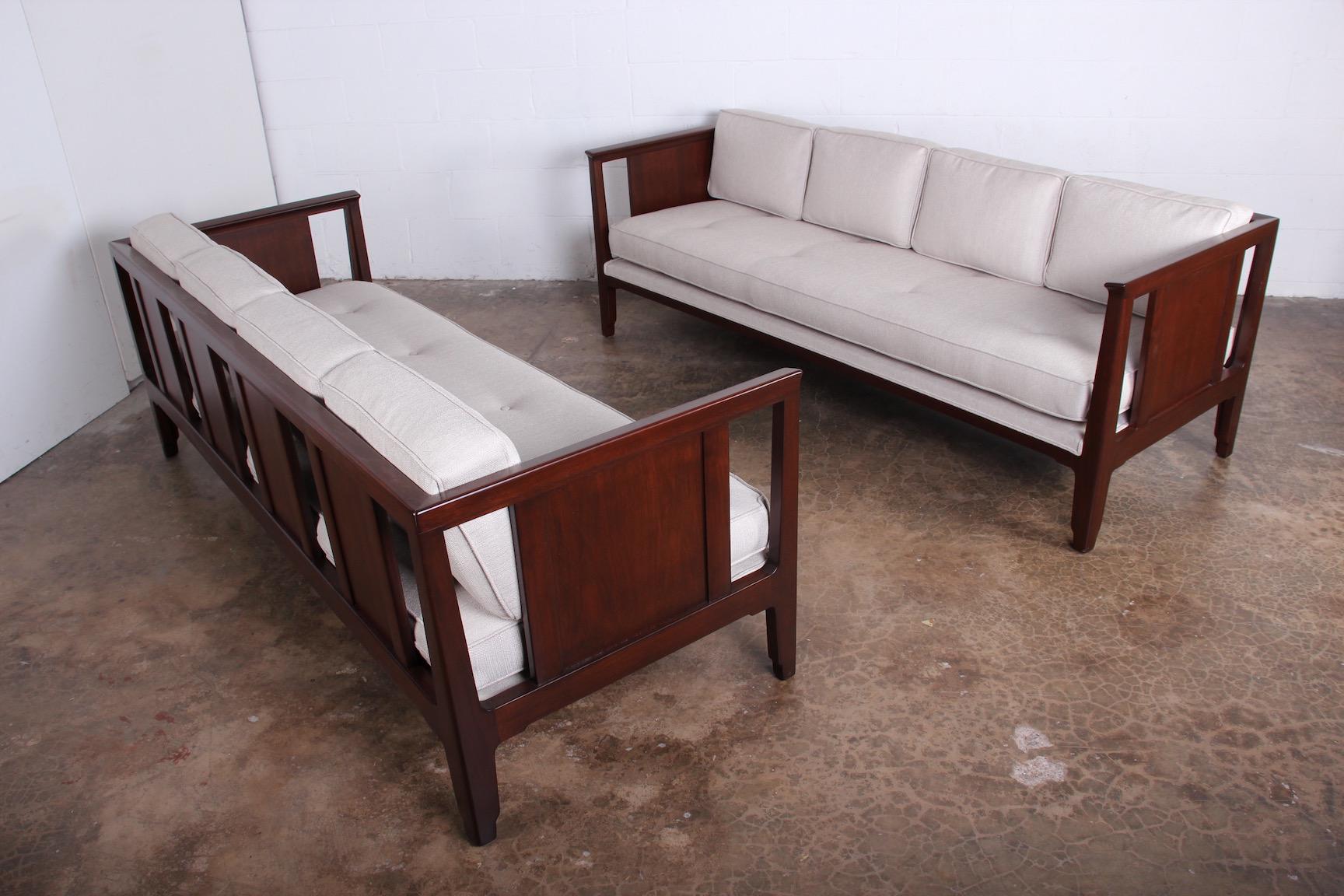 Pair of Mahogany Sofas by Edward Wormley for Dunbar In Good Condition In Dallas, TX