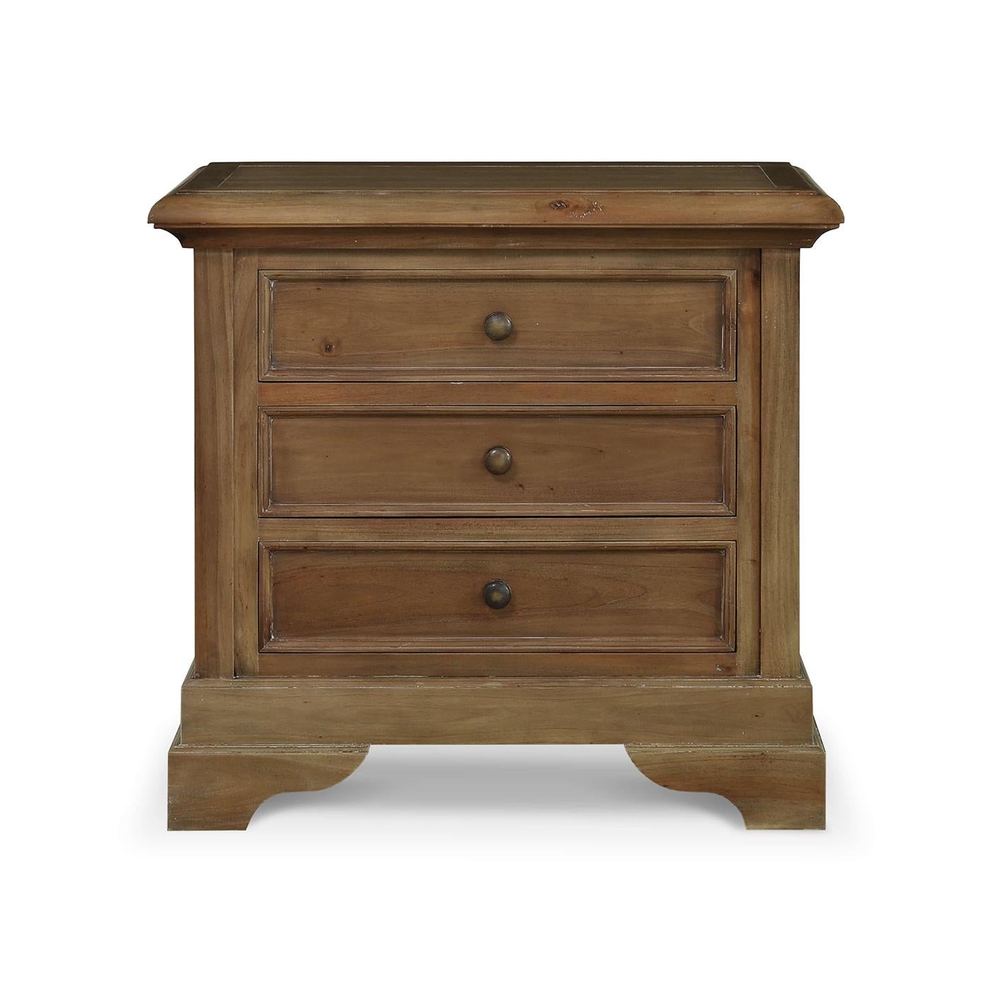 Crafted from solid mahogany wood and finished in a warm straw wash, these nightstands are the perfect addition to any bedroom.

The rich wood tones and classic design effortlessly complement both traditional and contemporary décor. The molded top