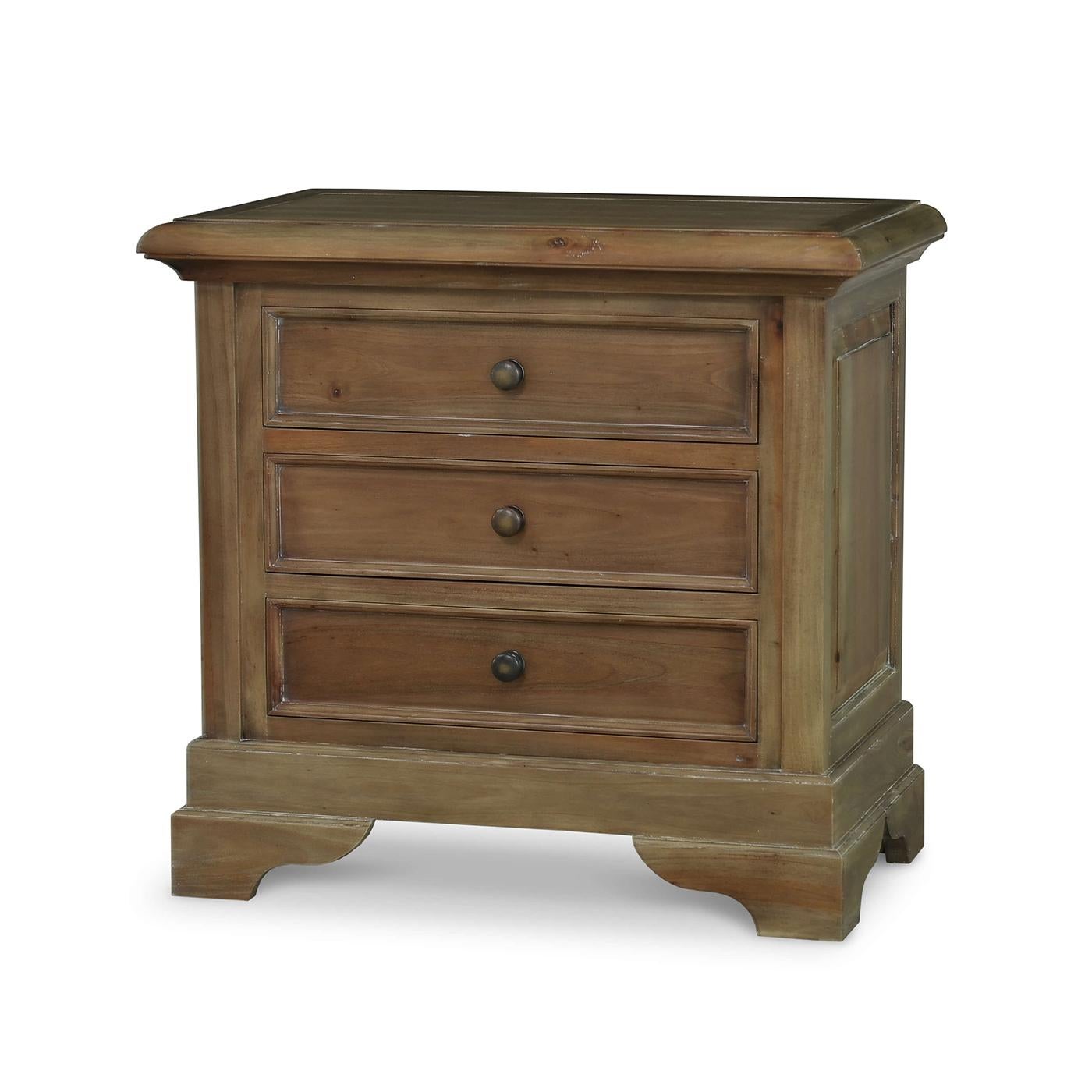Indonesian Pair of Mahogany Solid Wood Nightstands For Sale