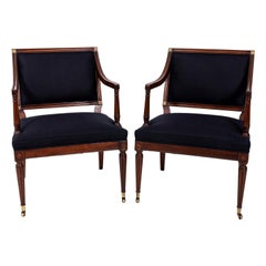 Pair of Mahogany Square Back Library Chairs