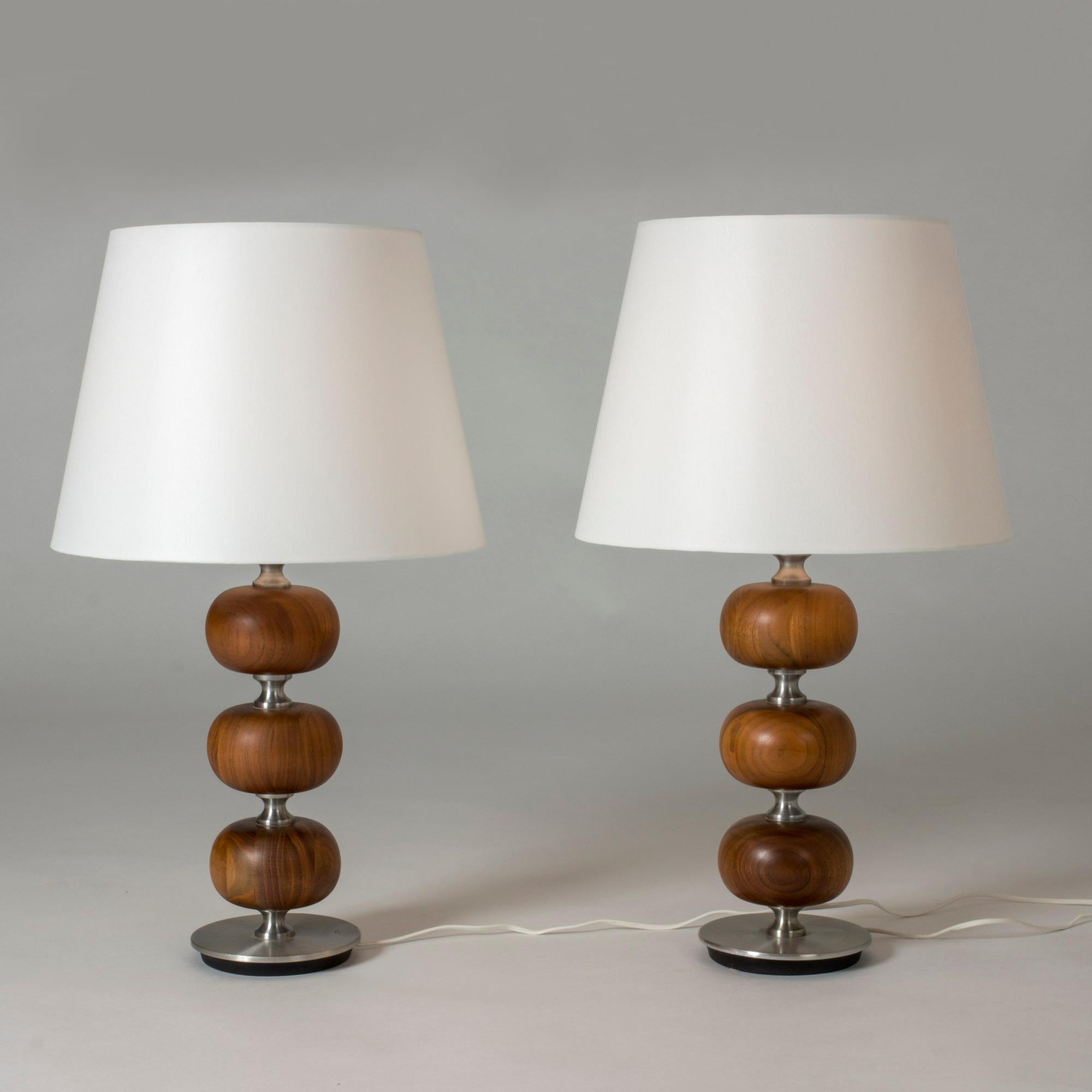 Scandinavian Modern Pair of Mahogany Table Lamps by Henrik Blomqvist