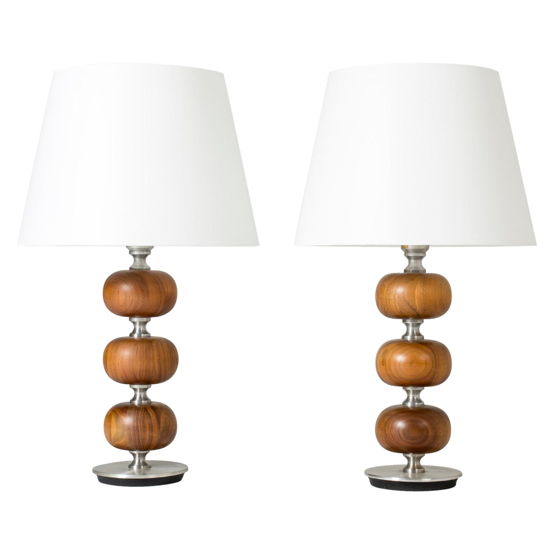 Pair of Mahogany Table Lamps by Henrik Blomqvist