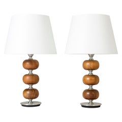 Pair of Mahogany Table Lamps by Henrik Blomqvist