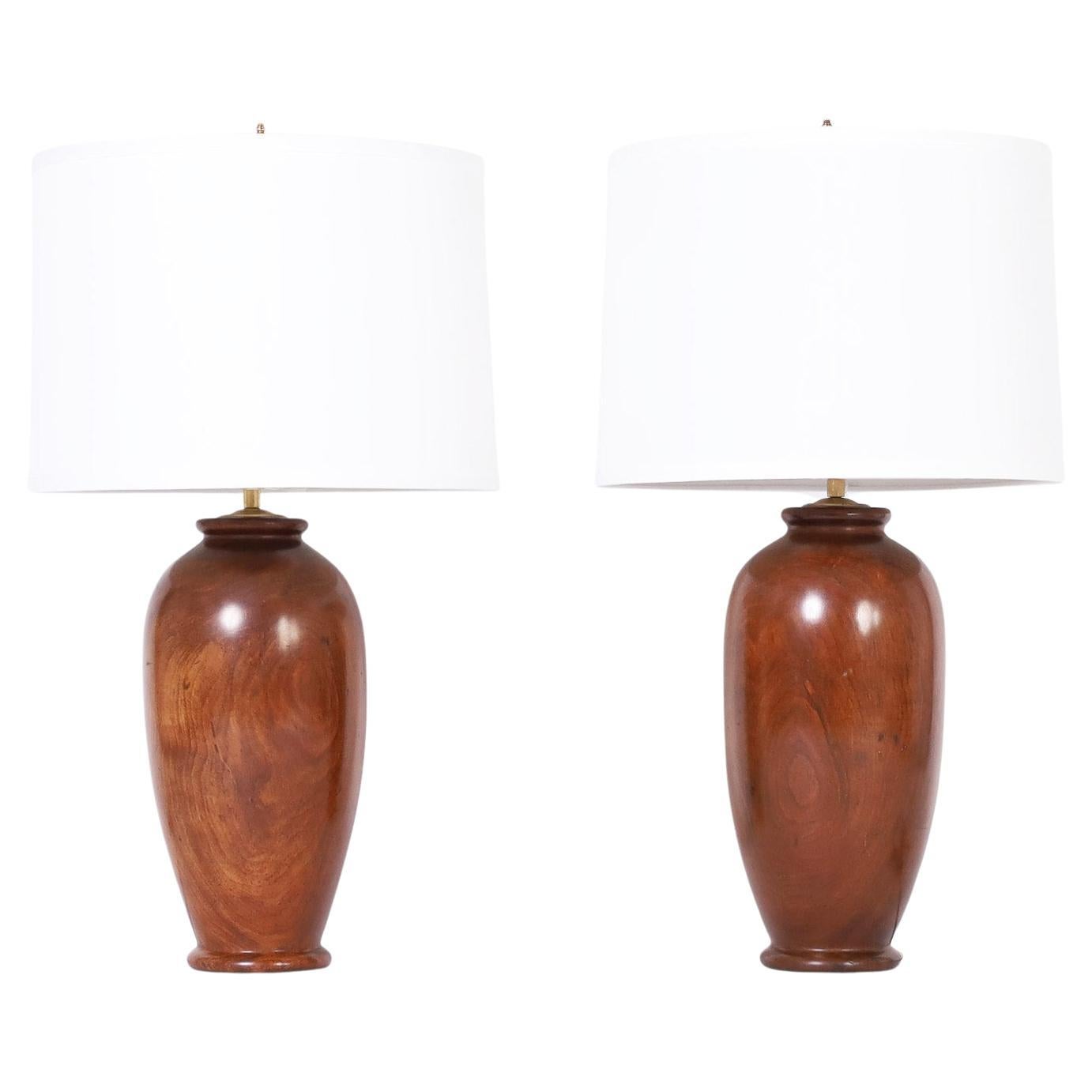 Pair of Mahogany Table Lamps