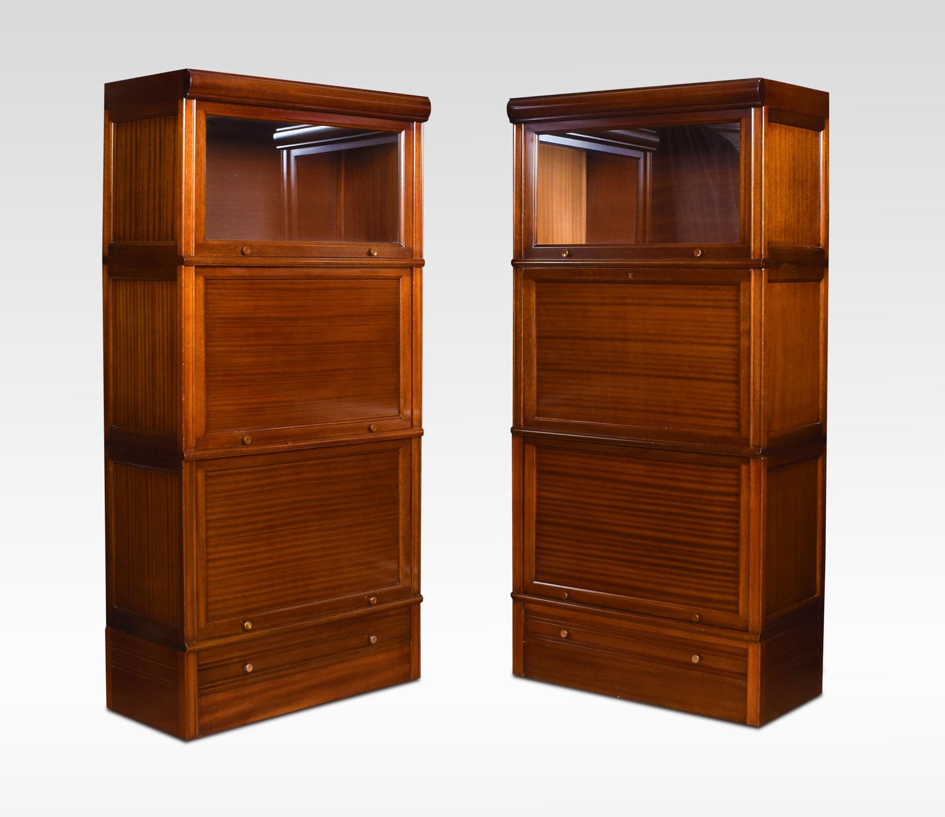 British Pair of Mahogany Three Sectional Bookcases