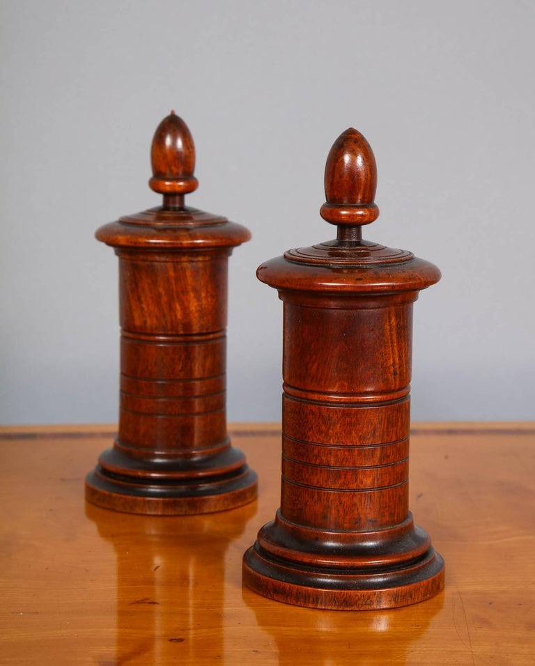 Pair of Mahogany Treen Lidded Containers at 1stDibs