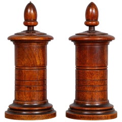 Pair of Mahogany Treen Lidded Containers