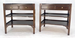 Paire de tables de chevet en acajou à deux tiroirs et 3 niveaux (a) Gallery Edge Tables de lampe MINT !