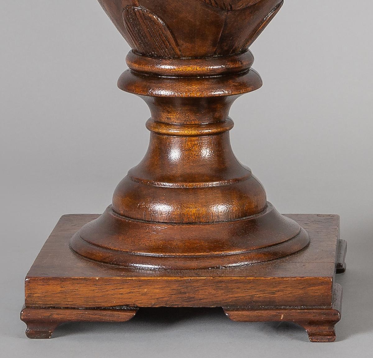 Pair of Mahogany Urn Shaped Lamps For Sale 4