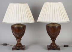 Pair of Mahogany Urn Shaped Lamps