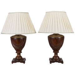 Pair of Mahogany Urn Shaped Lamps