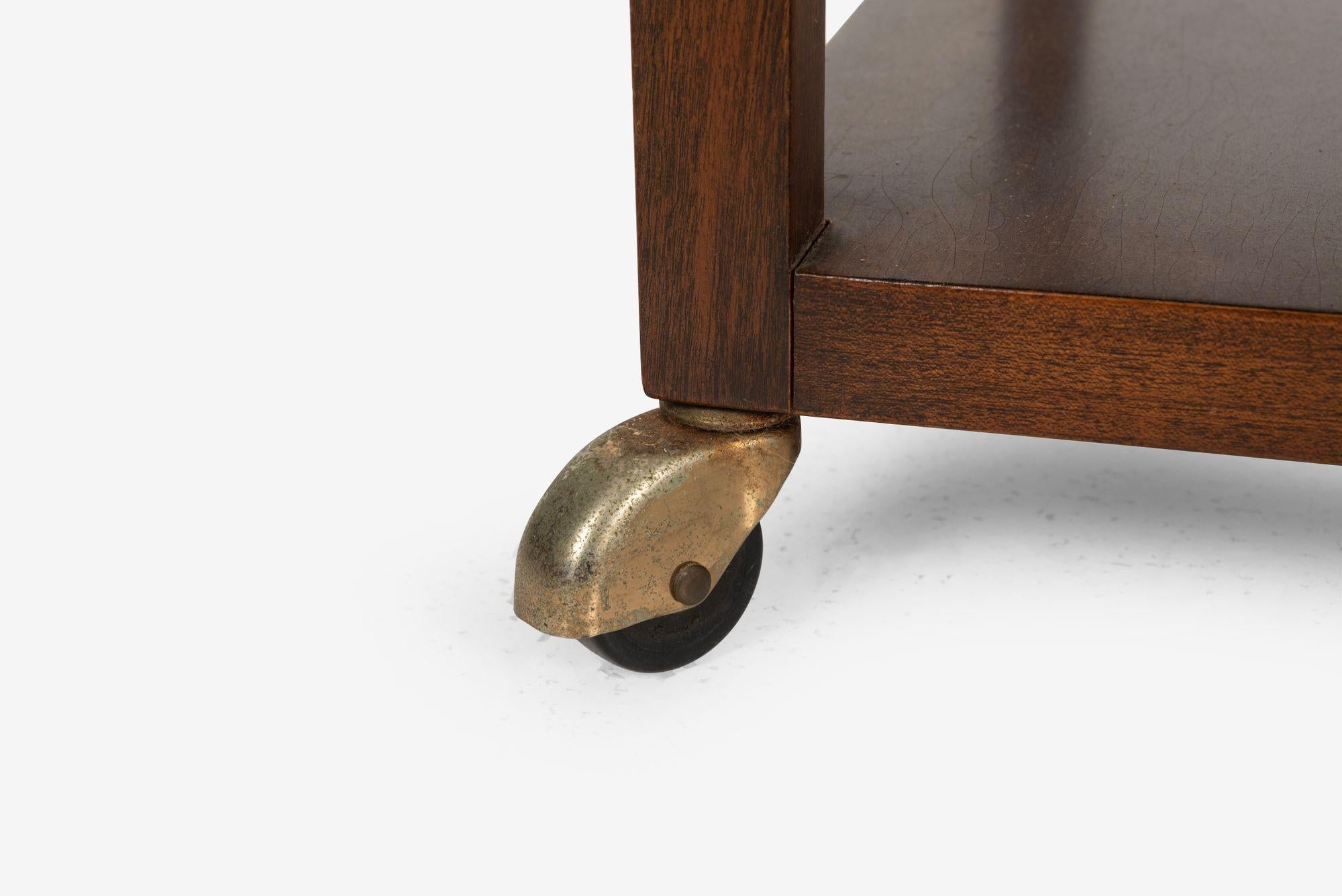 Paire de tables d'appoint/tables de chevet Harvey Probber en bois d'acajou et travertin 1960 en vente 4