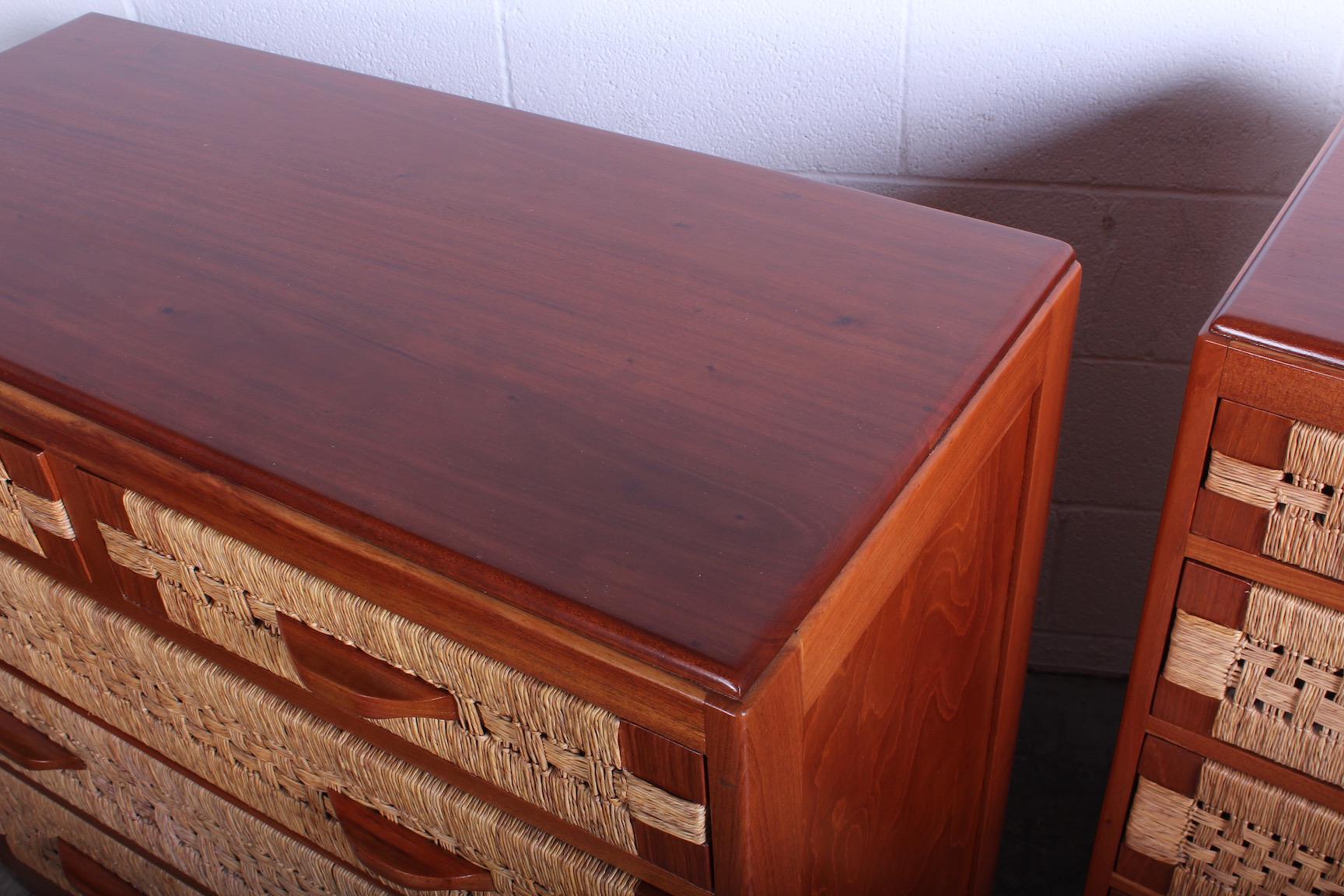 Pair of Mahogany Woven Front Chests 7