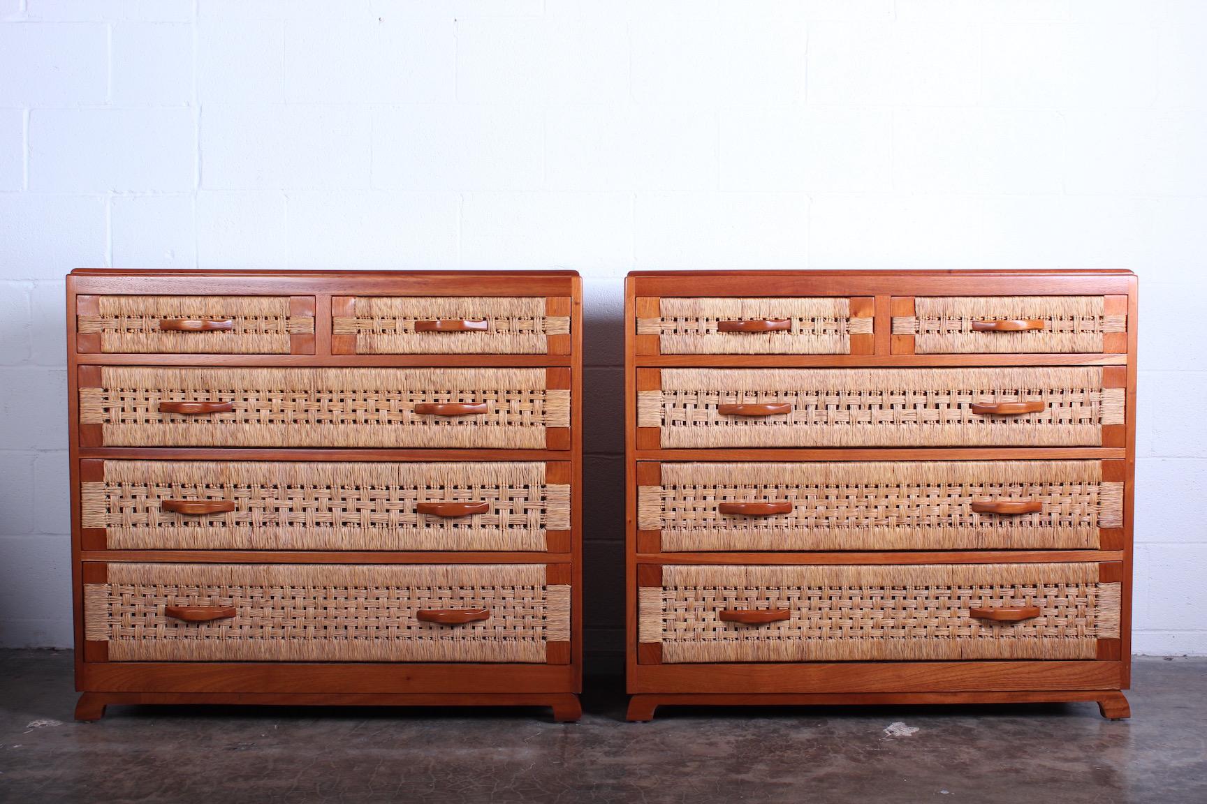 Pair of Mahogany Woven Front Chests 8