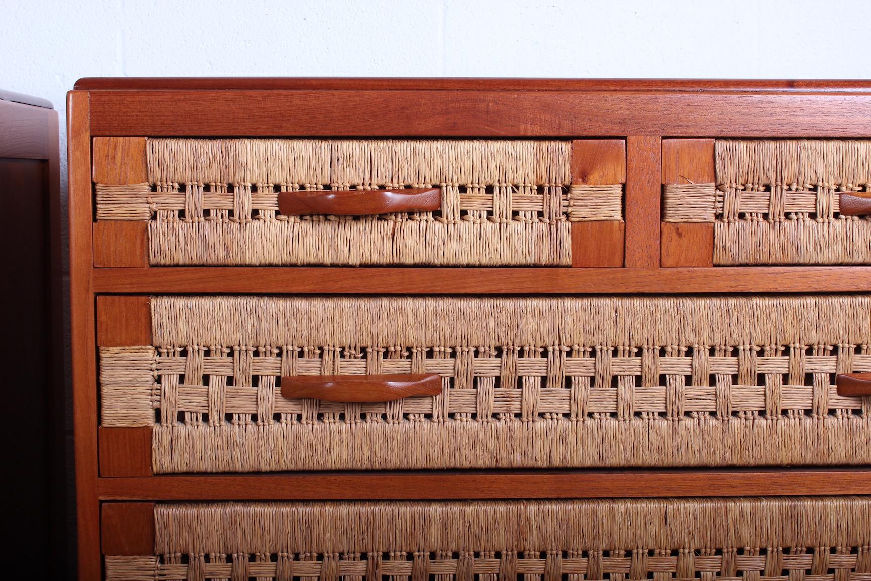 Mid-20th Century Pair of Mahogany Woven Front Chests