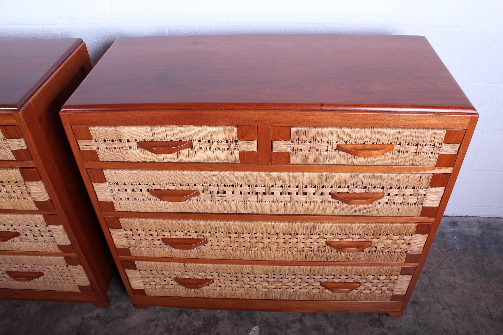 Pair of Mahogany Woven Front Chests 1