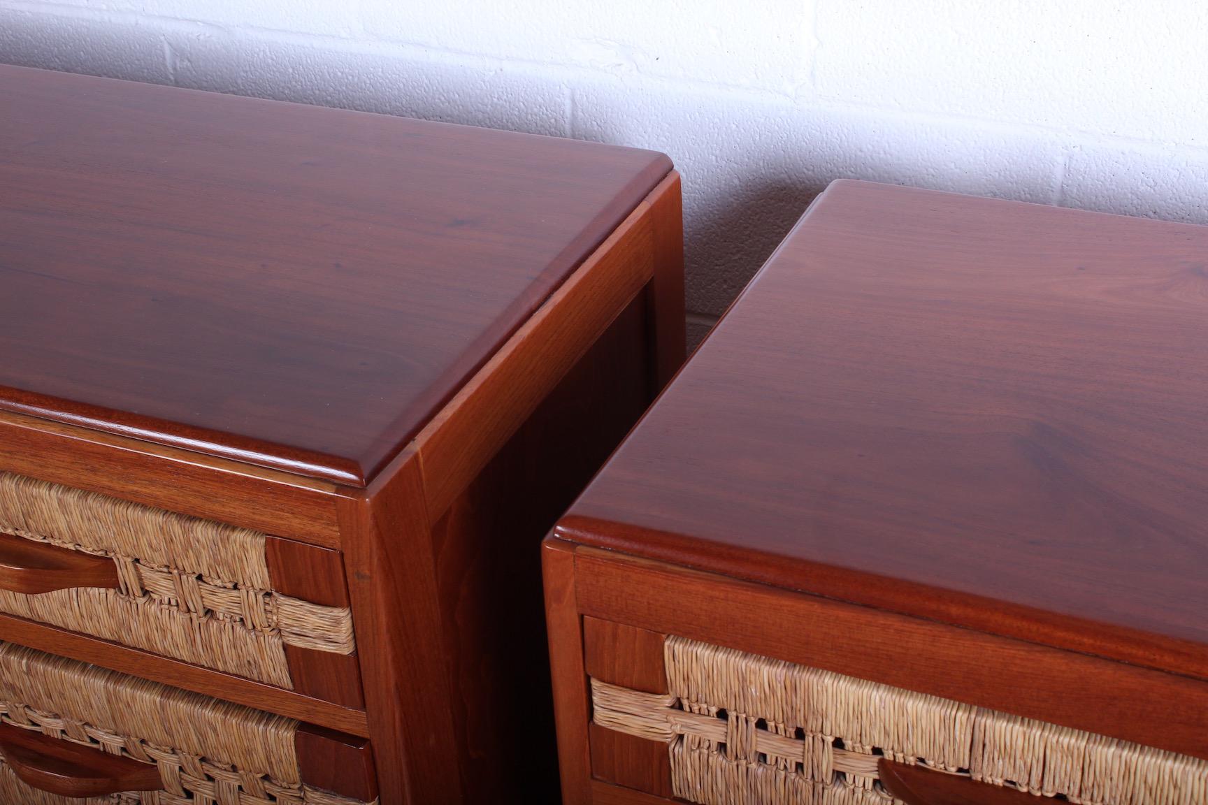 Pair of Mahogany Woven Front Chests 2