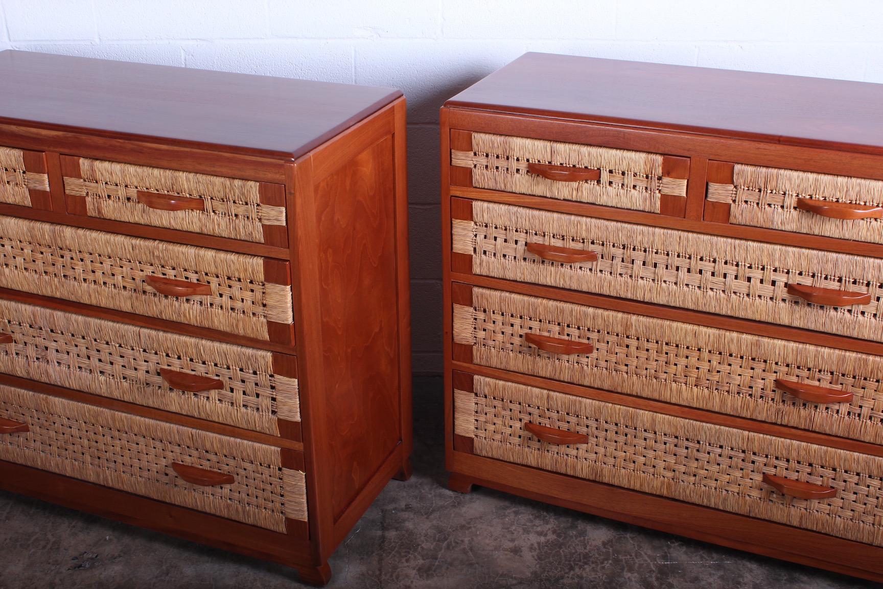 Pair of Mahogany Woven Front Chests 5