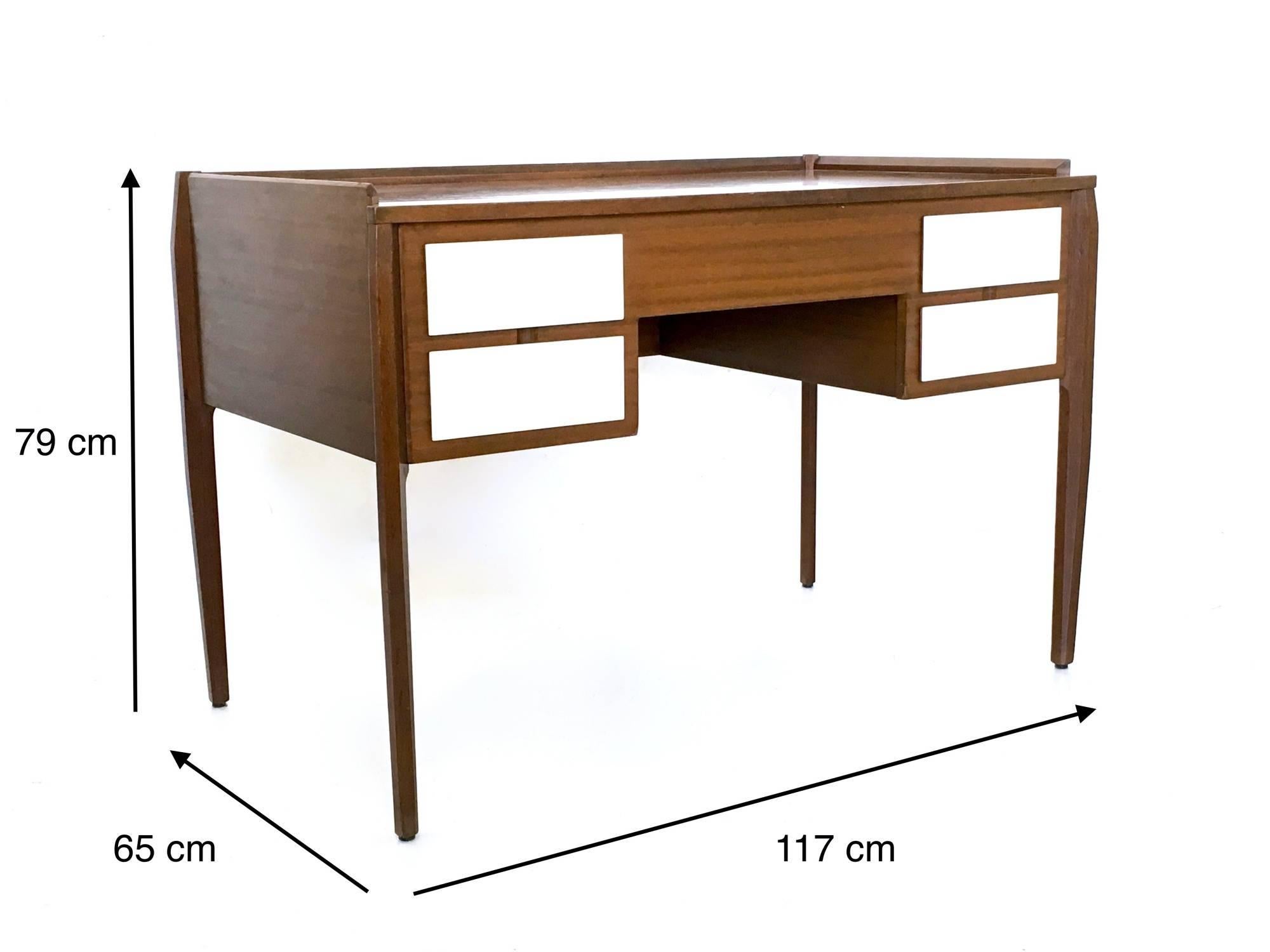Pair of Mahogany Writing Desks in the Style of Gio Ponti, Italy, 1950s-1960s 9