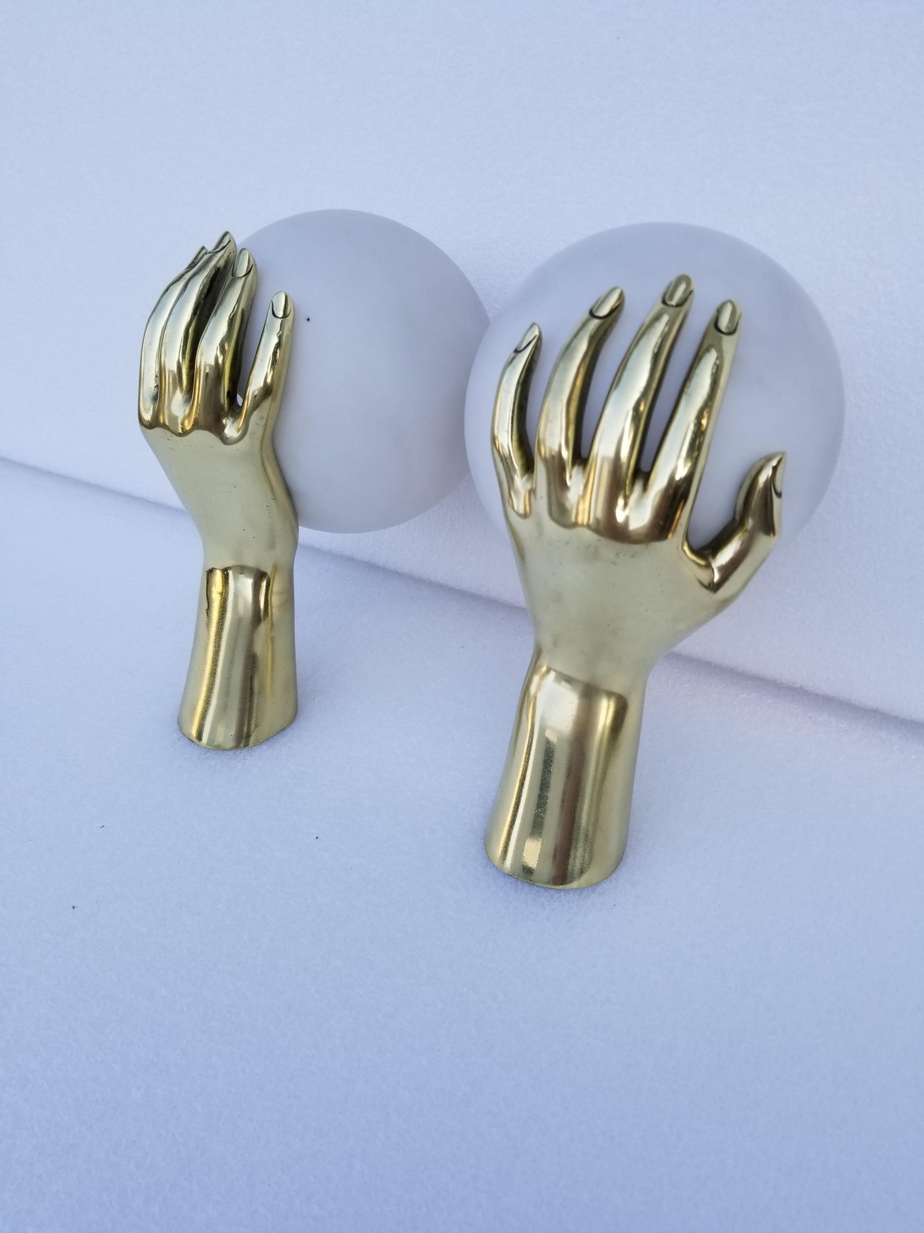 French Pair of Maison Arlus Bronze Hand Sconces, 2 Pairs Available For Sale