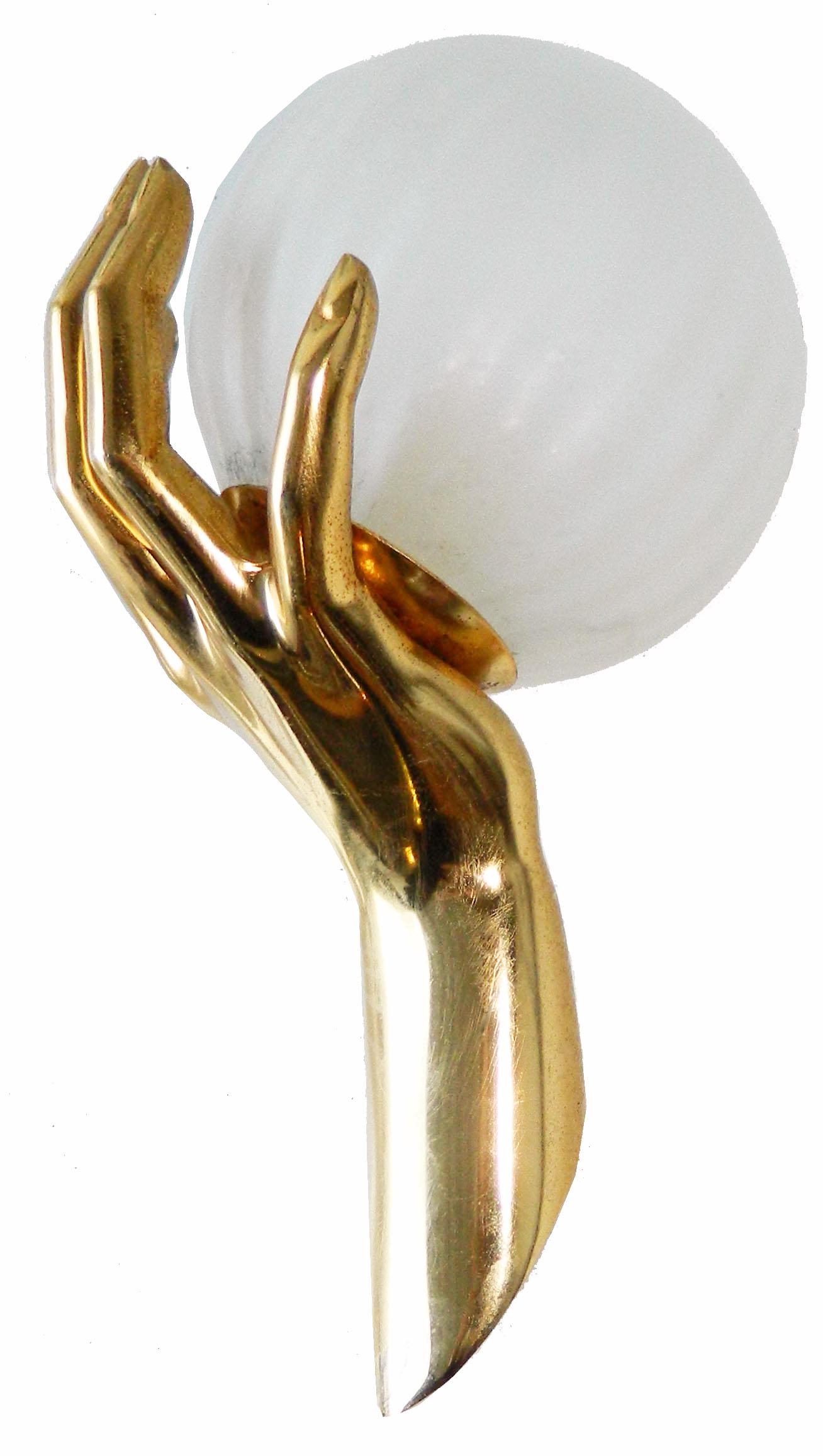 Pair of Maison Arlus Pair of Gold Hands Sconces, 4 pairs Available  In Good Condition In Miami, FL