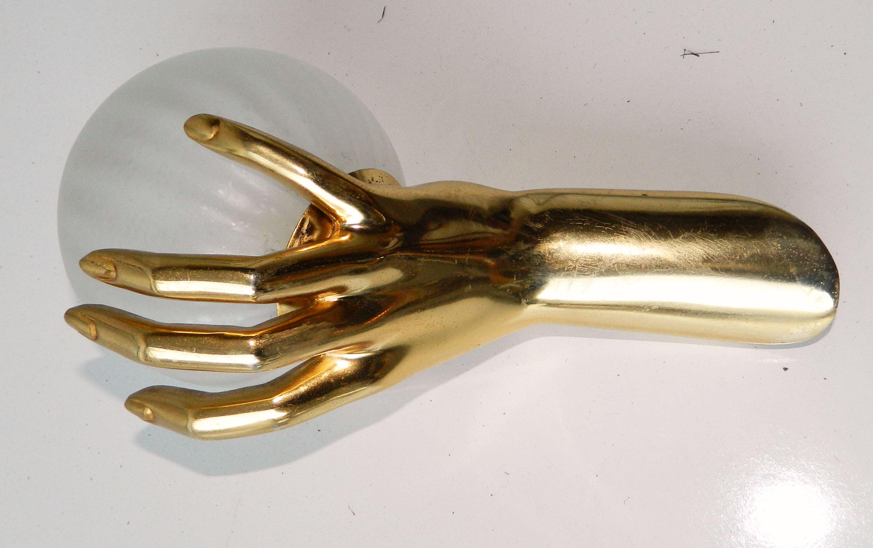 Mid-20th Century Pair of Maison Arlus Pair of Gold Hands Sconces, 4 pairs Available  For Sale
