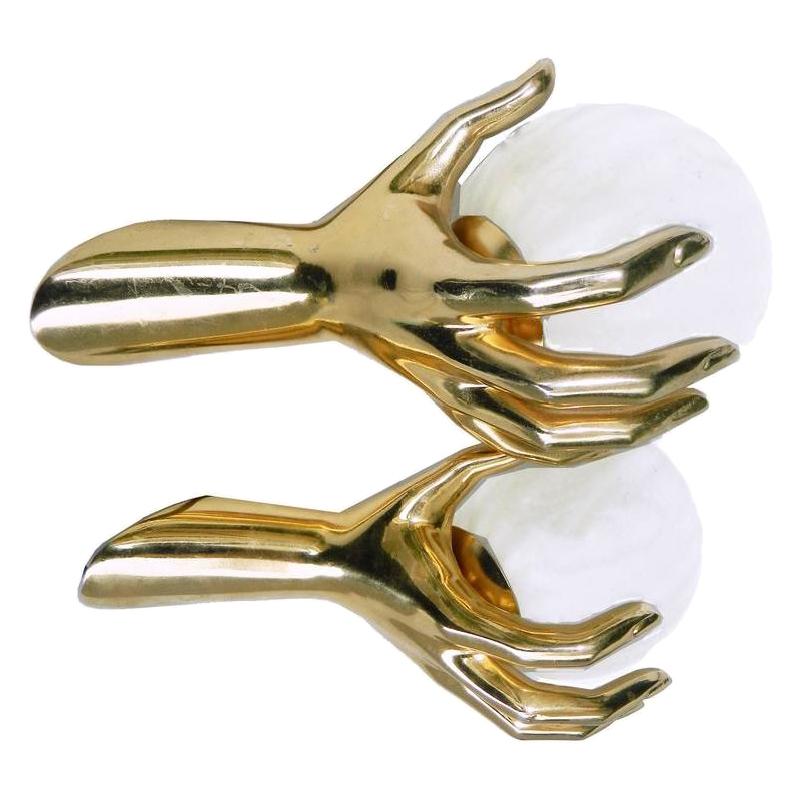 Pair of Maison Arlus Pair of Gold Hands Sconces, 4 pairs Available