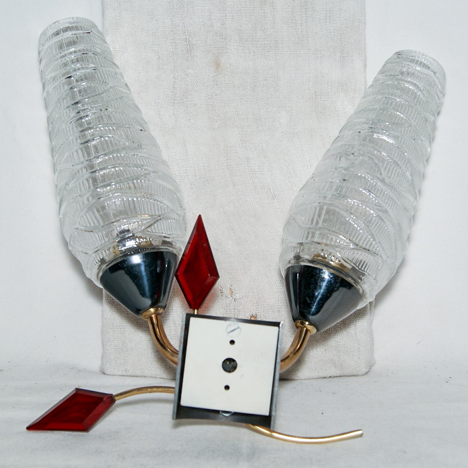 Mid-Century Modern Pair of French Mid-Century Wall Sconces by Maison Arlus For Sale