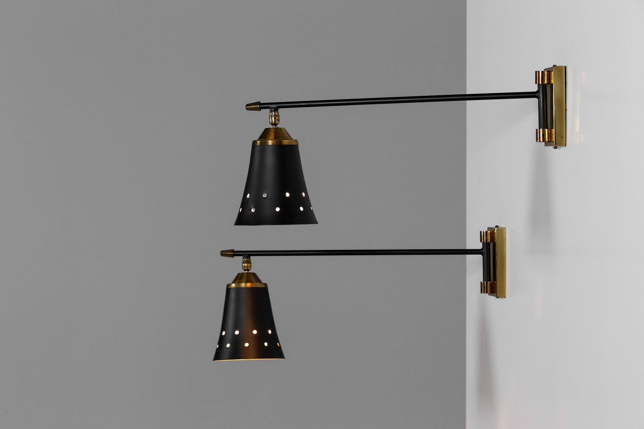 20th Century Pair of Maison Arlus Wall Lights/Sconces