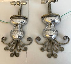 Pair of Maison Bagues Attributed Glass Sconces