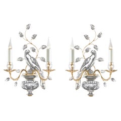 Pair of Maison Baguès Bird Crystal Sconces #40