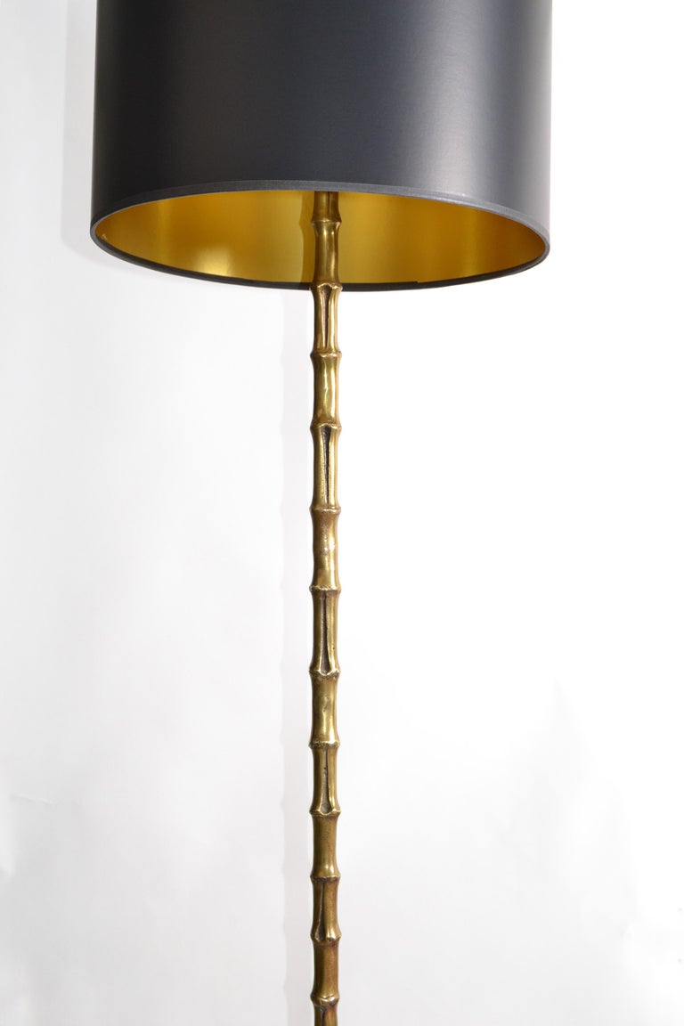 Pair of Maison Baguès Bronze Faux Bamboo Floor Lamp French MidCentury