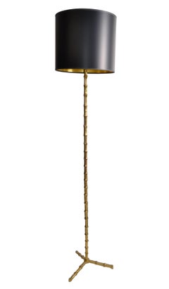Pair of Bronze Faux Bamboo Floor Lamp French, Maison Baguès, Mid-Century Modern