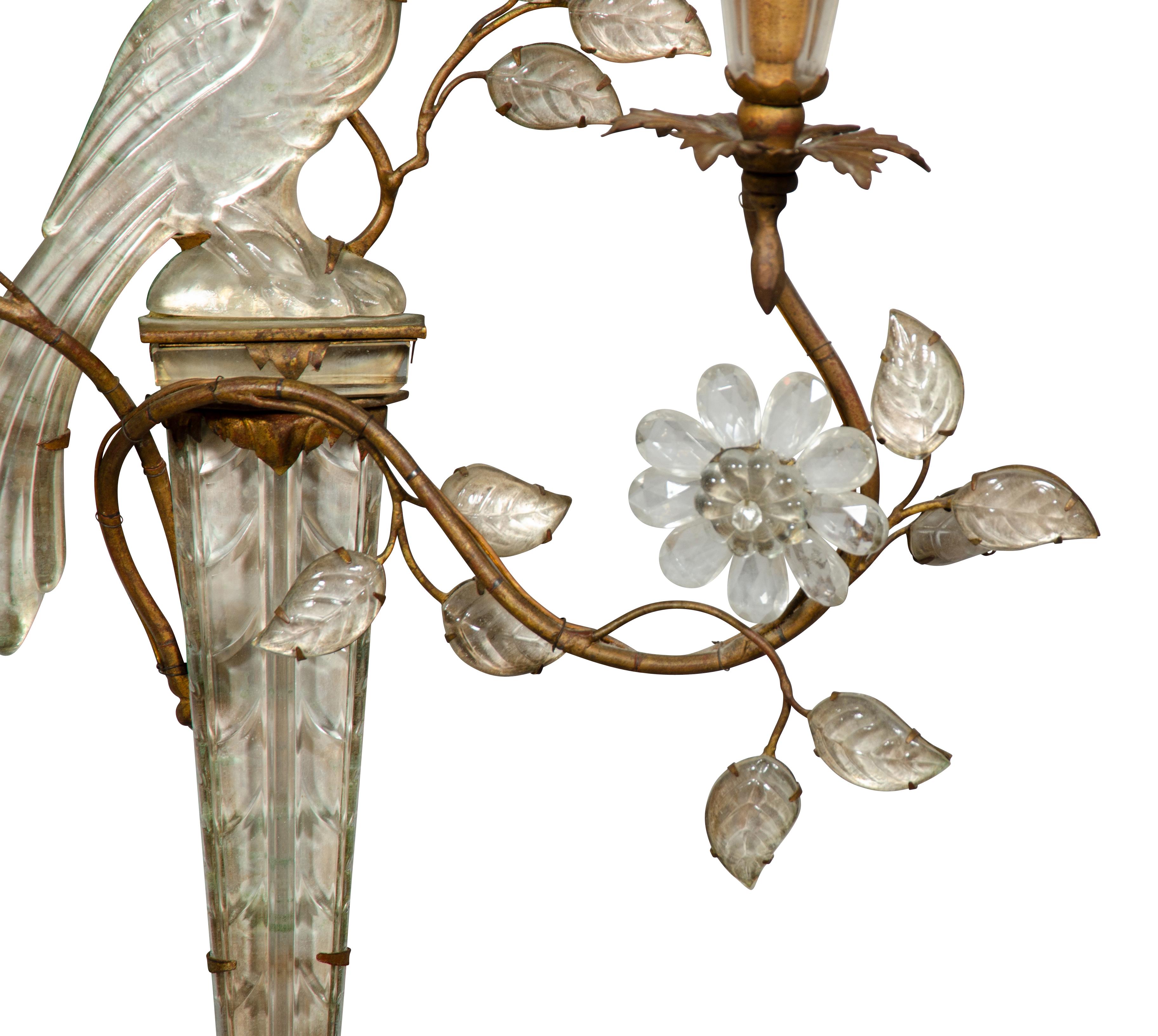 Pair of Maison Bagues Crystal Parrot Form Wall Lights 1