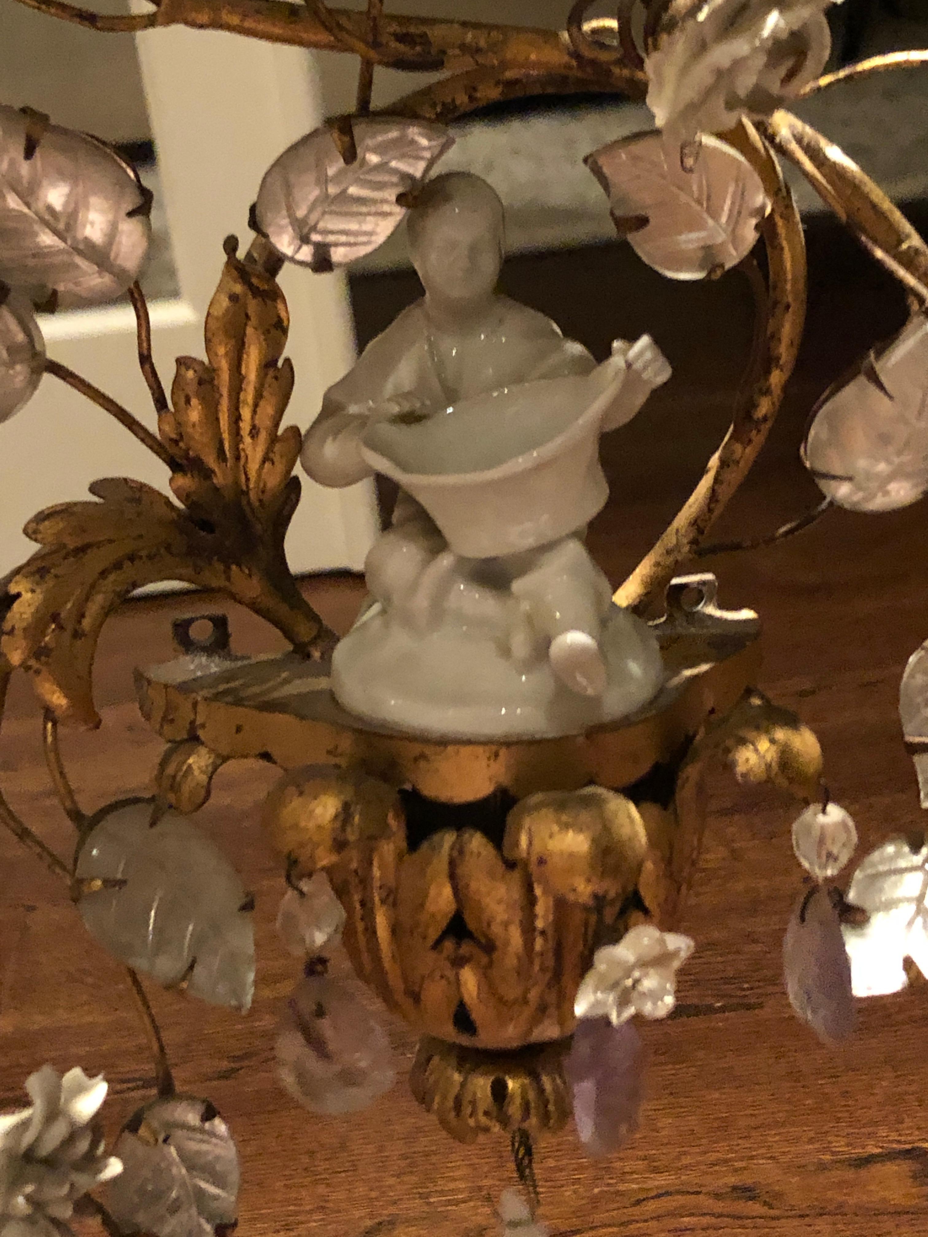 Paire d'appliques en cristal et porcelaine de la Maison Baguès en vente 2