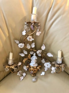 Coppia di lampade in cristallo e porcellana della Maison Baguès